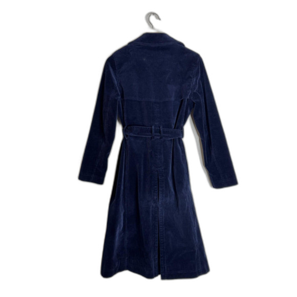 Boden markham Trench Coat Navy Corduroy Double Breasted Belted Long Jacket SZ 6 - Picture 10 of 14